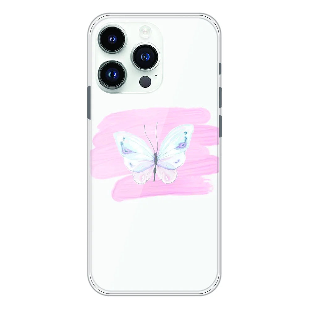 Minimal Butterfly Blush Art - Printed Silicone Case For Apple iPhone 13 Pro Max
