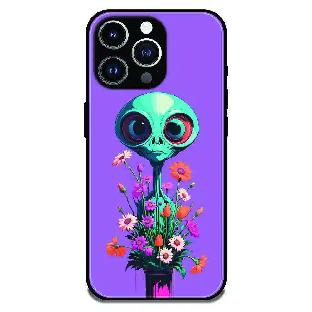 Floral Alien Fantasy - Glossy Metal Silicone Case For Apple iPhone 13 Pro Max