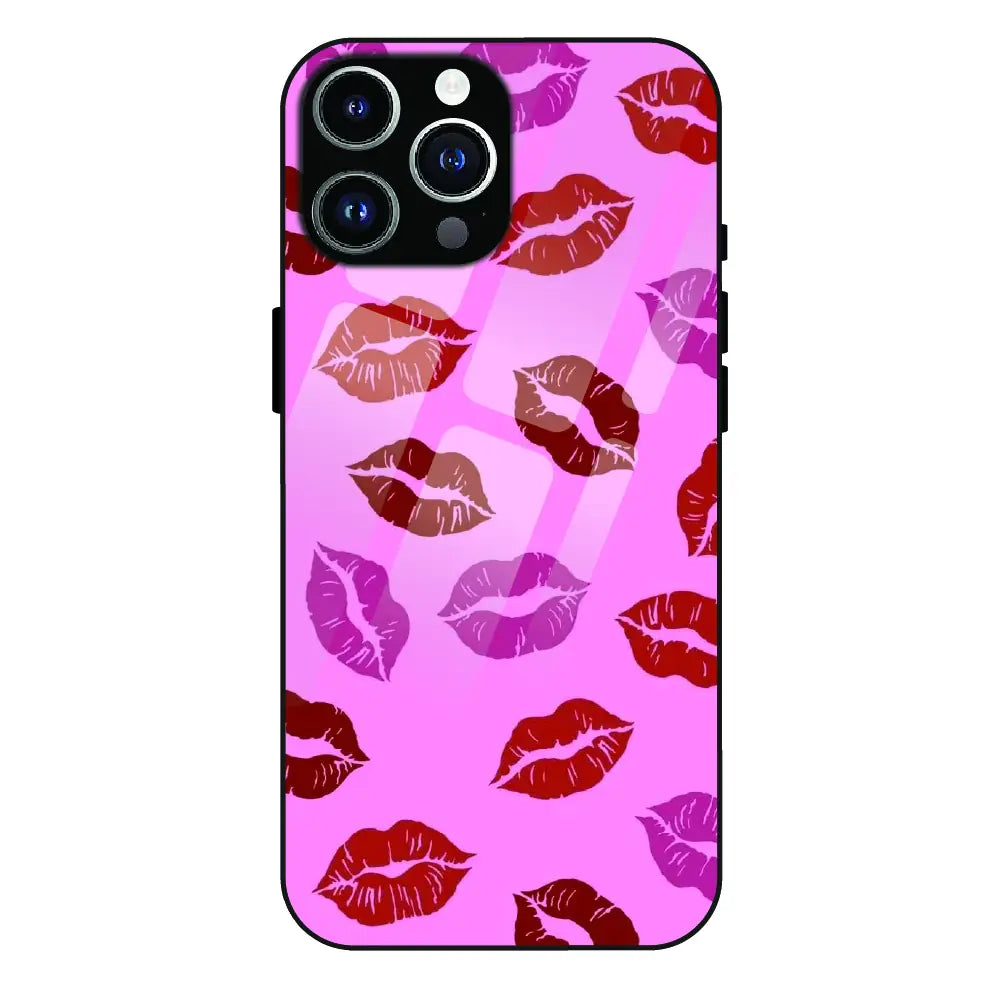 Pink Lips Pop Art Pattern - Glass Case For Apple iPhone 13 Pro Max