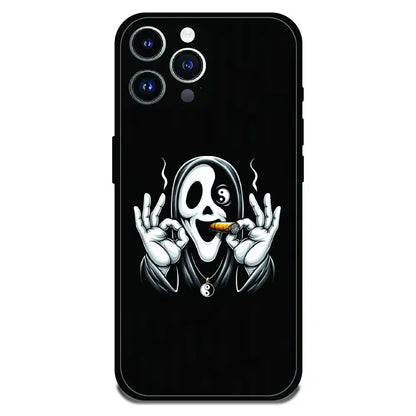 Smoky Skull Chill - Glossy Metal Silicone Case For Apple iPhone 13 Pro Max