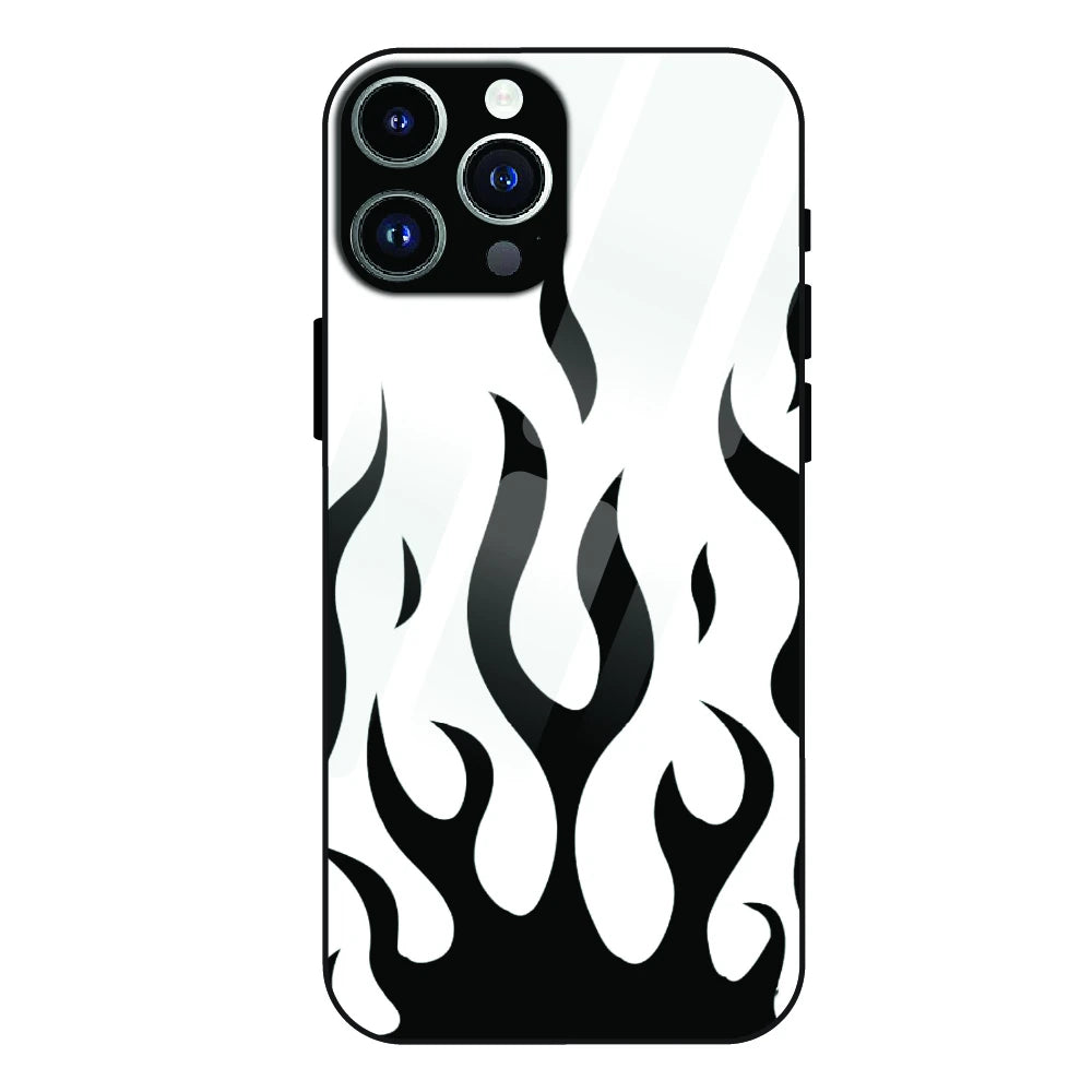 Monochrome Flame Art - Glass Case For Apple iPhone 13 Pro Max