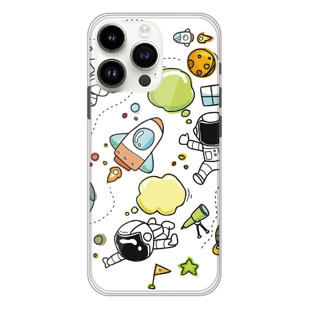 Cute Rocket & Galaxy - Printed Silicone Case For Apple iPhone 13 Pro Max