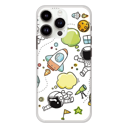 Cute Rocket & Galaxy - Printed Silicone Case For Apple iPhone 13 Pro Max