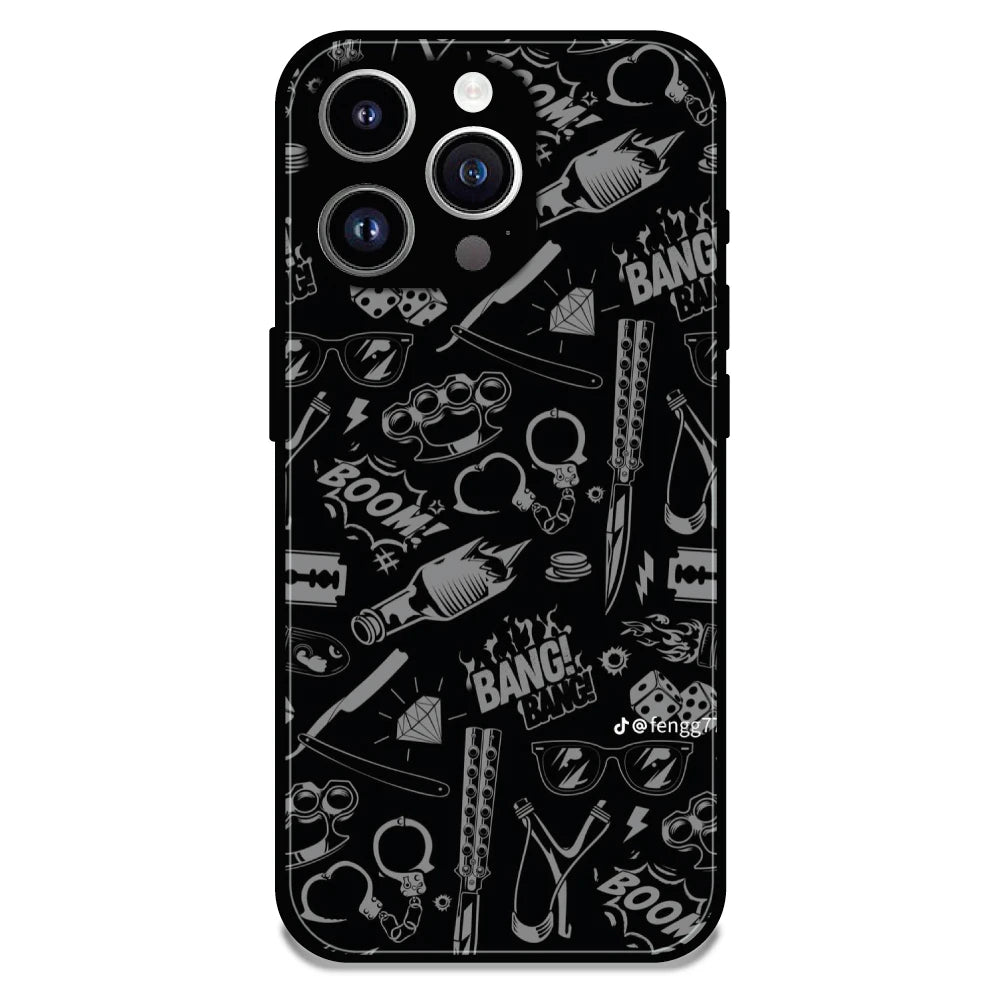 Black Graphic Street Art - Glossy Metal Silicone Case For Apple iPhone 13 Pro Max