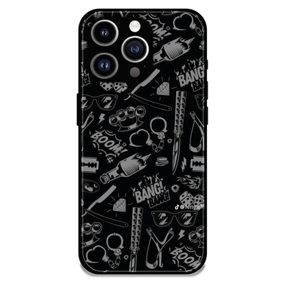 Black Graphic Street Art - Glossy Metal Silicone Case For Apple iPhone 13 Pro Max