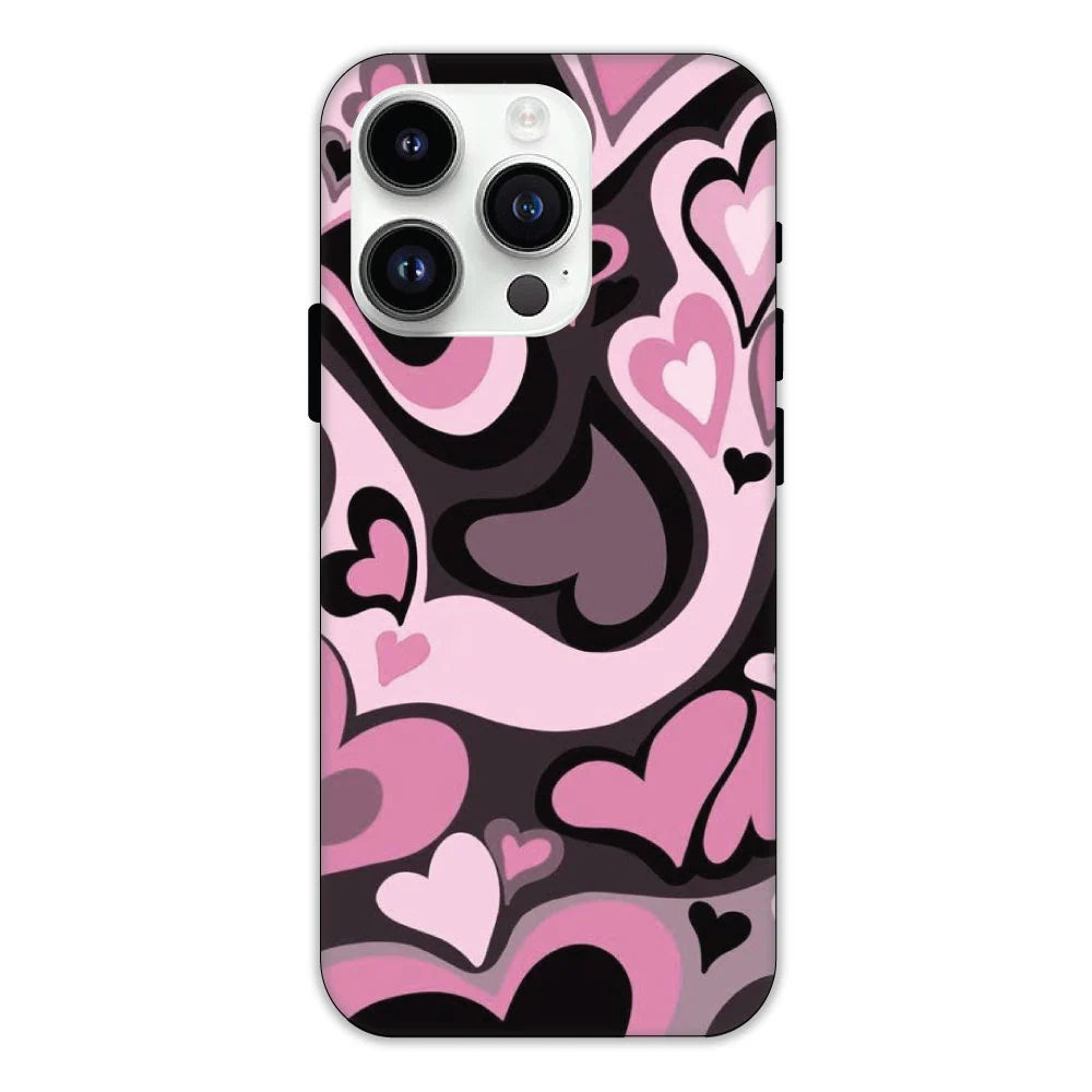 Pink & Black Mini Hearts Hard Case Apple iPhone 13 Pro Max Models