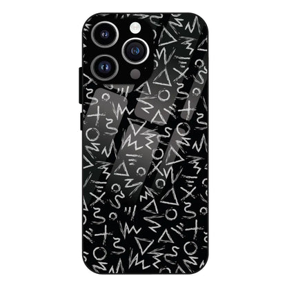 Geometric Black & White Pattern - Glass Case For Apple iPhone 13 Pro Max