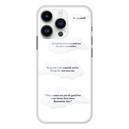 Quotes And Clouds - Clear Printed Silicone Case For Apple iPhone Models- Apple iPhone 13 pro max