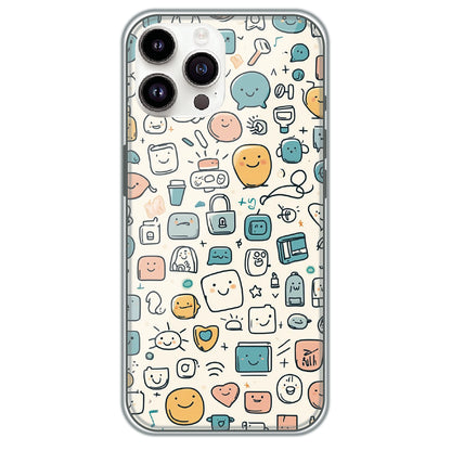 Happy Doodle Icons - Printed Silicone Case for Apple iPhone 13 Pro Max
