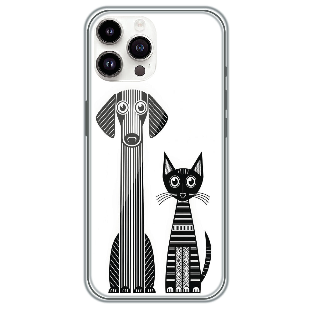 Line Art Dog & Cat - Printed Silicone Case for Apple iPhone 13 Pro Max