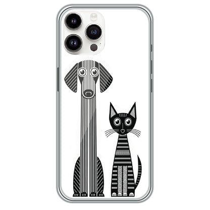 Line Art Dog & Cat - Printed Silicone Case for Apple iPhone 13 Pro Max