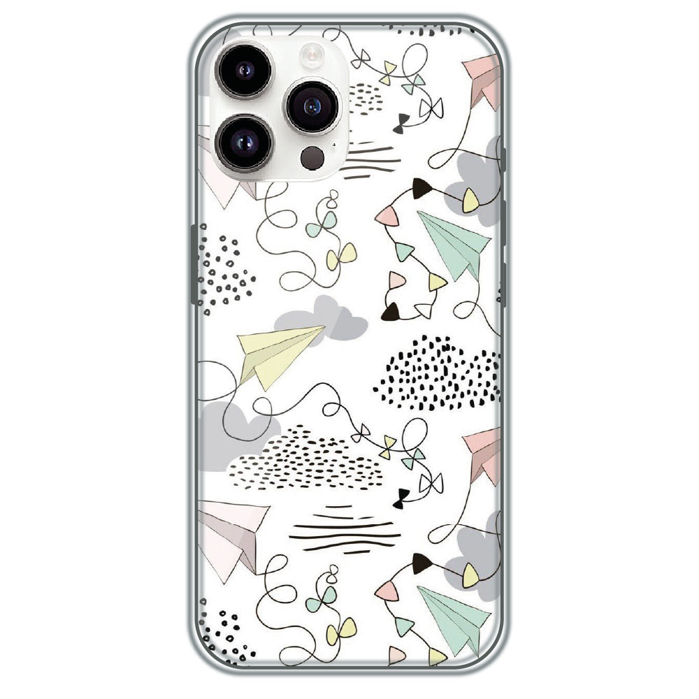Paper Plane Doodles - Printed Silicone Case for Apple iPhone 13 Pro Max