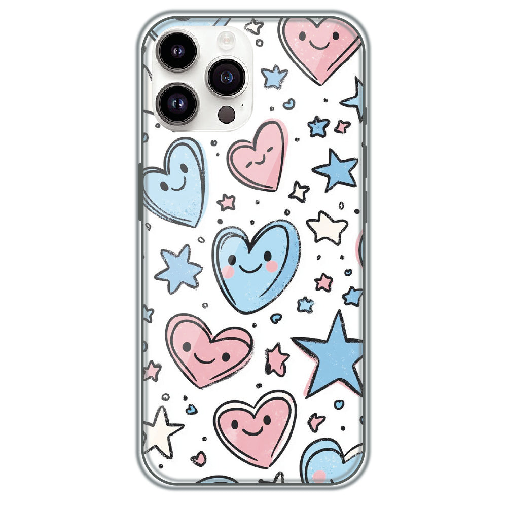 Smiling Hearts & Stars - Printed Silicone Case for Apple iPhone 13 Pro Max
