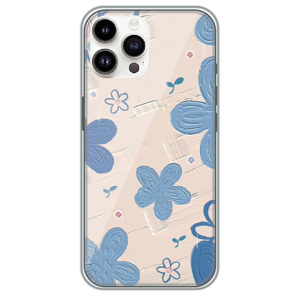 Textured Blue Blossoms - Printed Silicone Case for Apple iPhone 13 Pro Max