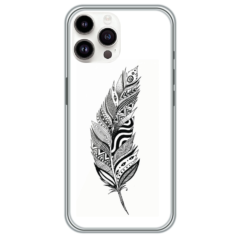 Zentangle Feather - Printed Silicone Case for Apple iPhone 13 Pro Max