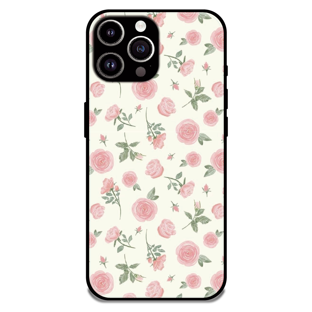 Soft Pink Rose Bloom - Glossy Metal Silicone Case For Apple iPhone 13 Pro Max