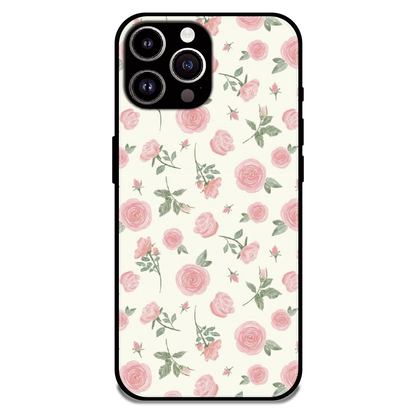 Soft Pink Rose Bloom - Glossy Metal Silicone Case For Apple iPhone 13 Pro Max