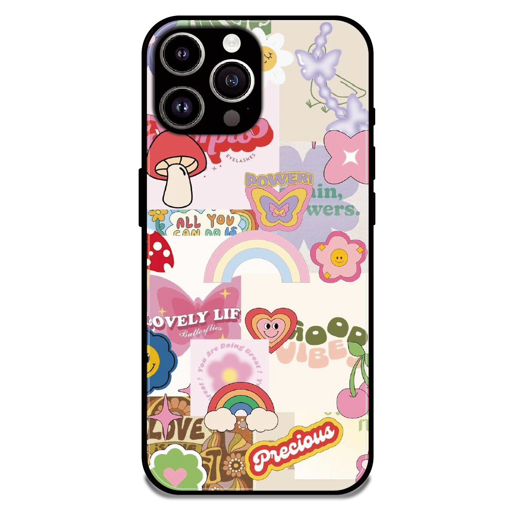 Kawaii Sticker Pop - Glossy Metal Silicone Case For Apple iPhone 13 Pro Max