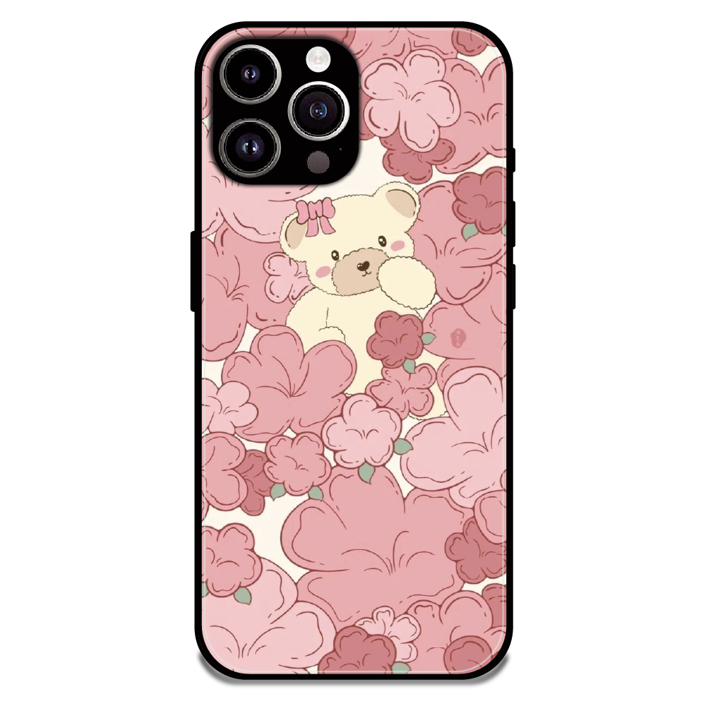 Blush Teddy Floral - Glossy Metal Silicone Case For Apple iPhone 13 Pro Max