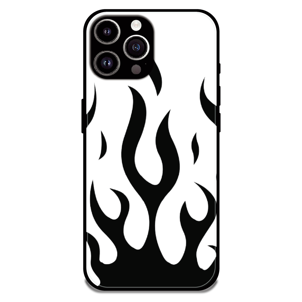Monochrome Flame Art - Glossy Metal Silicone Case For Apple iPhone 13 Pro Max