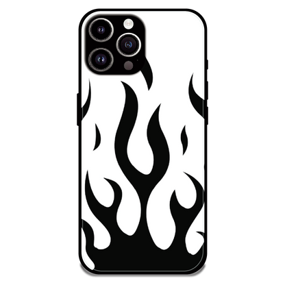 Monochrome Flame Art - Glossy Metal Silicone Case For Apple iPhone 13 Pro Max