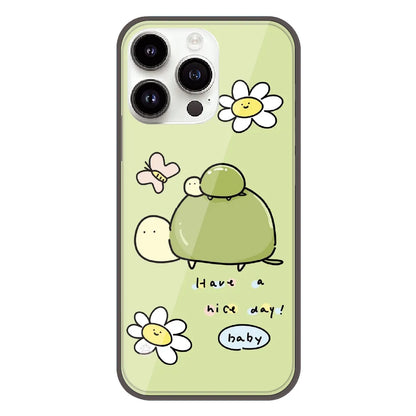 Cute Turtle & Daisy “Have a Nice Day” - Printed Silicone Case For Apple iPhone 13 Pro Max