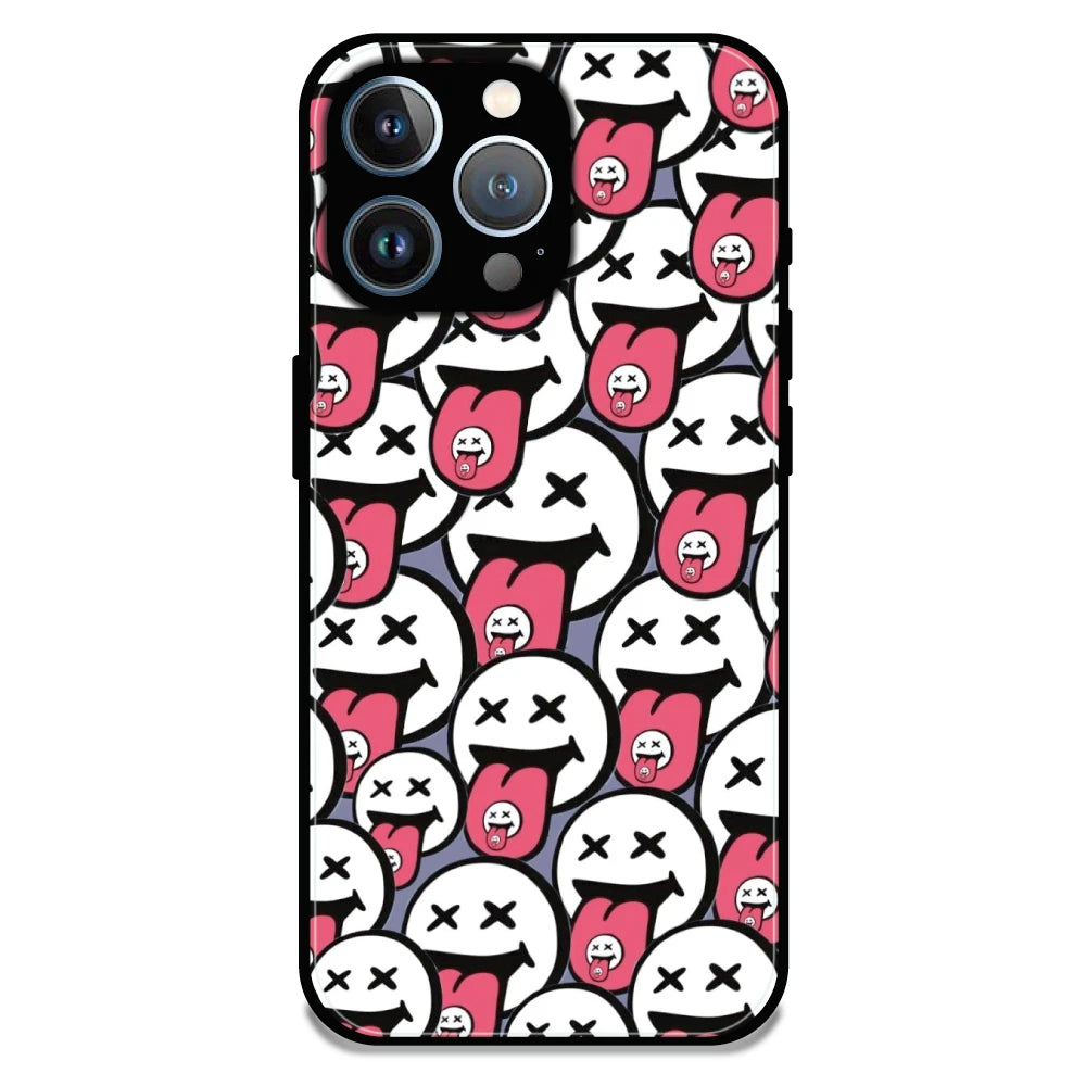 Funny Cartoon Faces - Glossy Metal Silicone Case For Apple iPhone 13 Pro Max