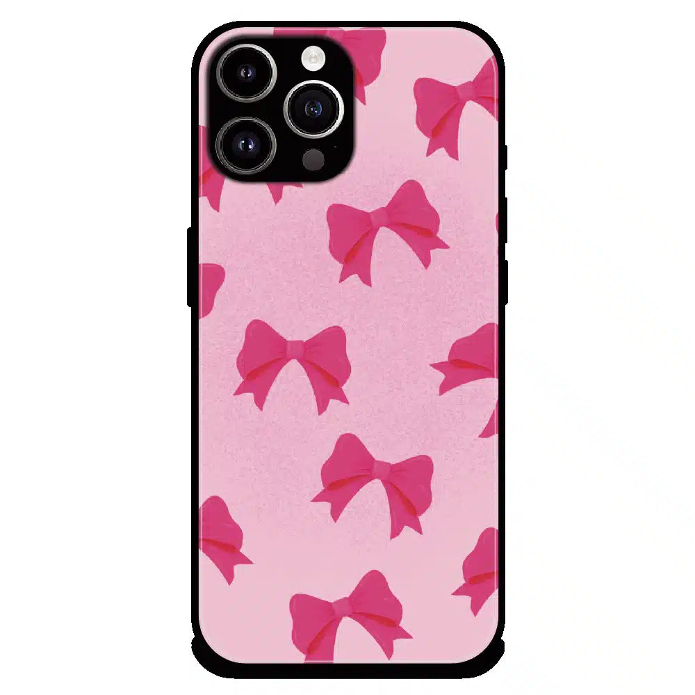 Pink Bow Aesthetic Pattern - Glossy Metal Silicone Case For Apple iPhone 13 Pro Max