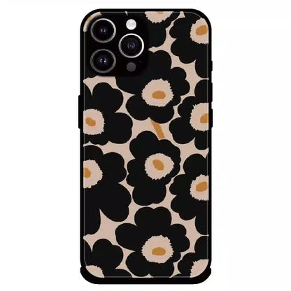 Bold Black Daisy Bloom - Glossy Metal Silicone Case For Apple iPhone 13 Pro Max