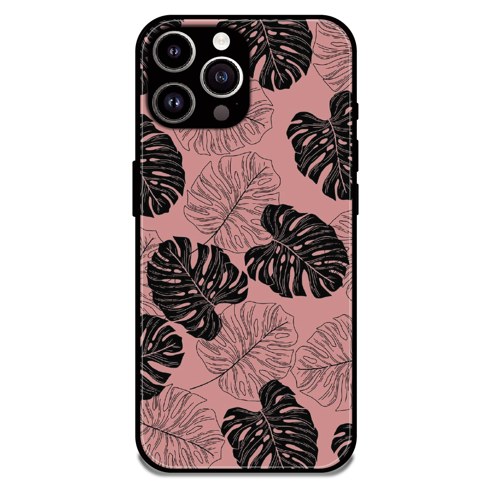 Tropical Monstera Leaf Pattern - Glossy Metal Silicone Case For Apple iPhone 13 Pro Max