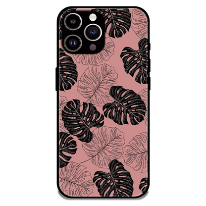 Tropical Monstera Leaf Pattern - Glossy Metal Silicone Case For Apple iPhone 13 Pro Max
