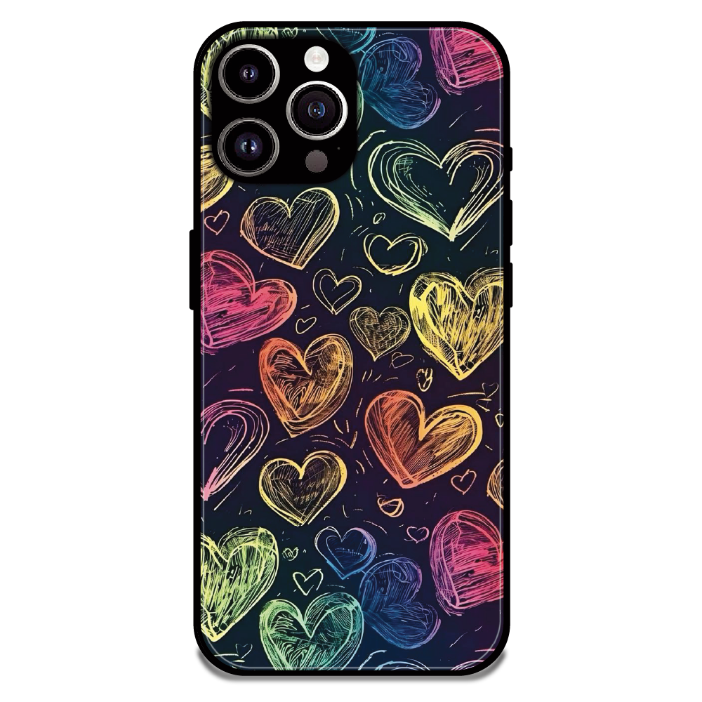 Neon Love Scribble - Glossy Metal Silicone Case For Apple iPhone 13 Pro Max