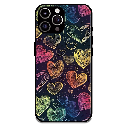 Neon Love Scribble - Glossy Metal Silicone Case For Apple iPhone 13 Pro Max