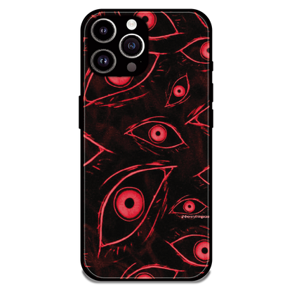 Crimson Eyes Chaos - Glossy Metal Silicone Case For Apple iPhone 13 Pro Max