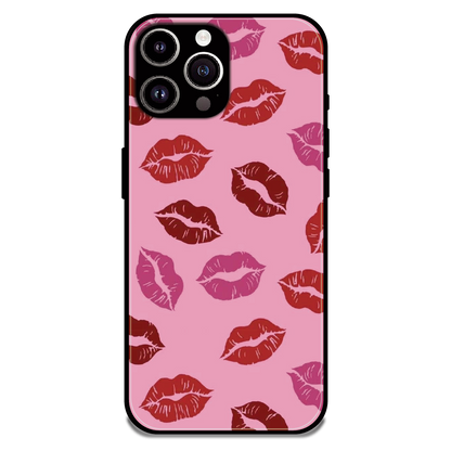 Pink Lips Pop Art Pattern - Glossy Metal Silicone Case For Apple iPhone 13 Pro Max
