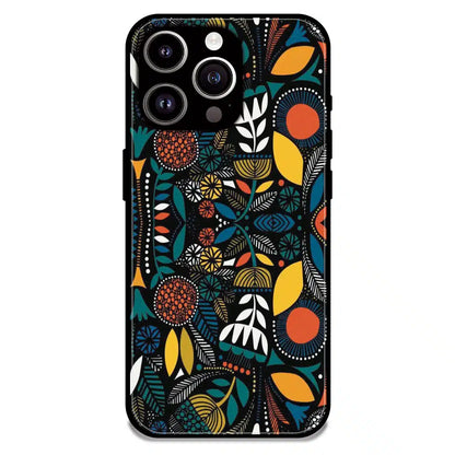 Folk Floral Night Garden - Glossy Metal Silicone Case For Apple iPhone 13 Pro Max
