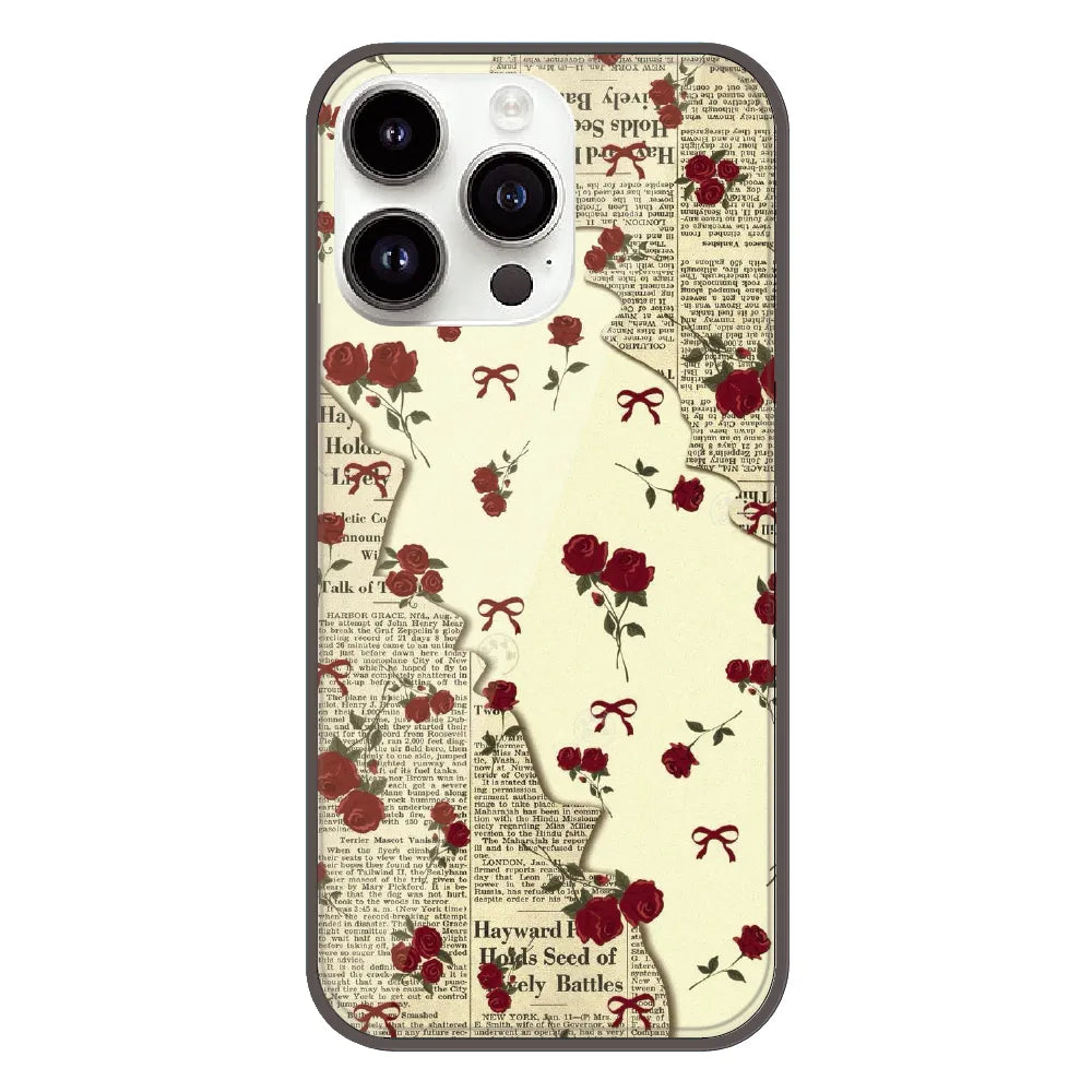 Floral Newspaper Aesthetic - Printed Silicone Case For Apple iPhone 13 Pro Max