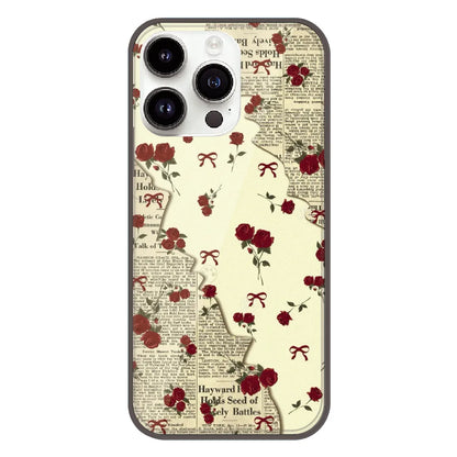 Floral Newspaper Aesthetic - Printed Silicone Case For Apple iPhone 13 Pro Max