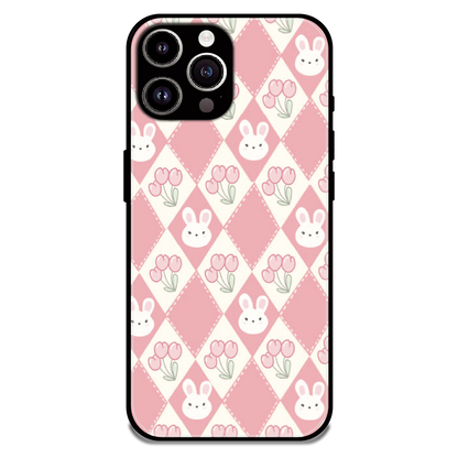 Pink Bunny Argyle - Glossy Metal Silicone Case For Apple iPhone 13 Pro Max
