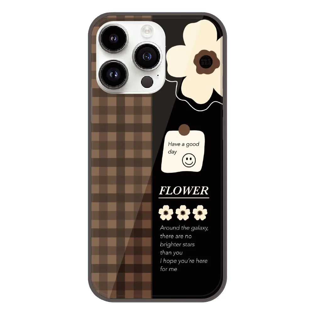Brown Checkered Flower Quote - Printed Silicone Case For Apple iPhone 13 Pro Max