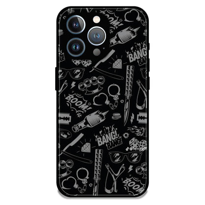 Black Graphic Street Art - Glossy Metal Silicone Case For Apple iPhone 13 Pro