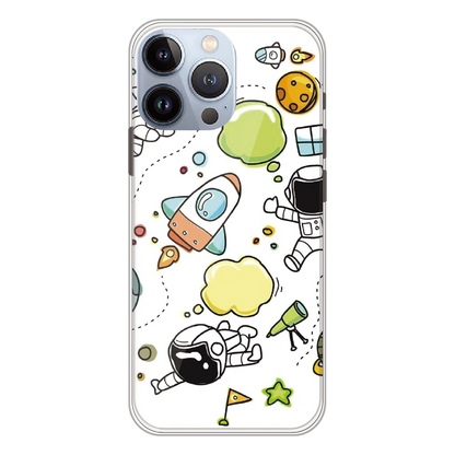 Cute Rocket & Galaxy - Printed Silicone Case For Apple iPhone 13 Pro