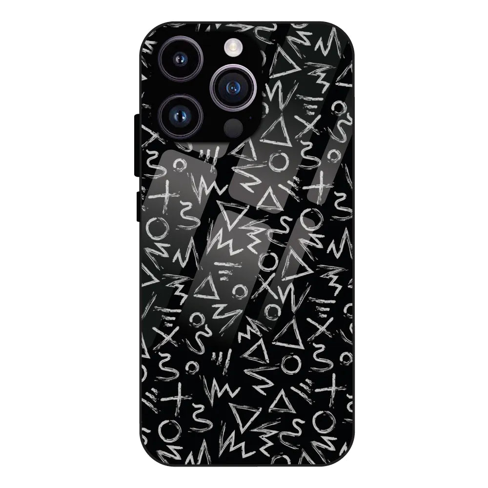 Geometric Black & White Pattern - Glass Case For Apple iPhone 13 Pro