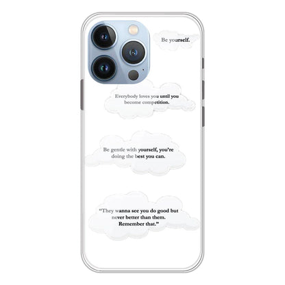 Quotes And Clouds - Clear Printed Silicone Case For Apple iPhone Models- Apple iPhone 13 pro