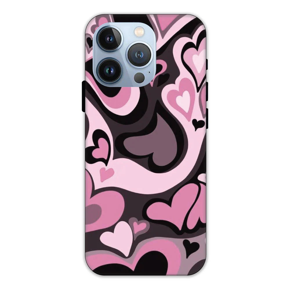 Pink & Black Mini Hearts Hard Case Apple iPhone 13 Pro Models