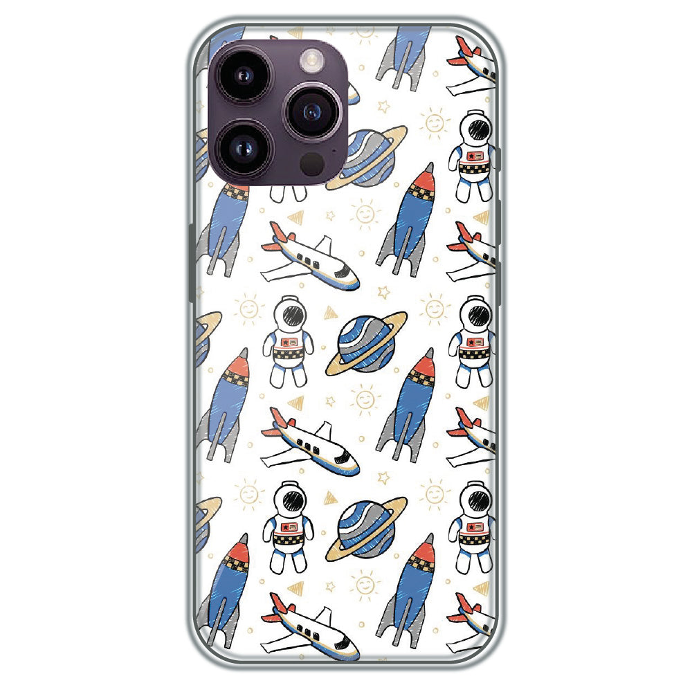 Doodle Space Explorer - Printed Silicone Case for Apple iPhone 13 Pro