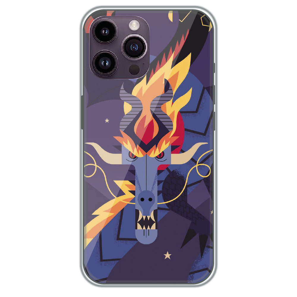 Geometric Fire Dragon - Printed Silicone Case for Apple iPhone 13 Pro
