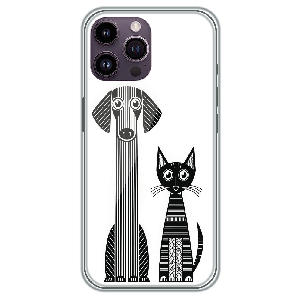 Line Art Dog & Cat - Printed Silicone Case for Apple iPhone 13 Pro