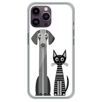 Line Art Dog & Cat - Printed Silicone Case for Apple iPhone 13 Pro