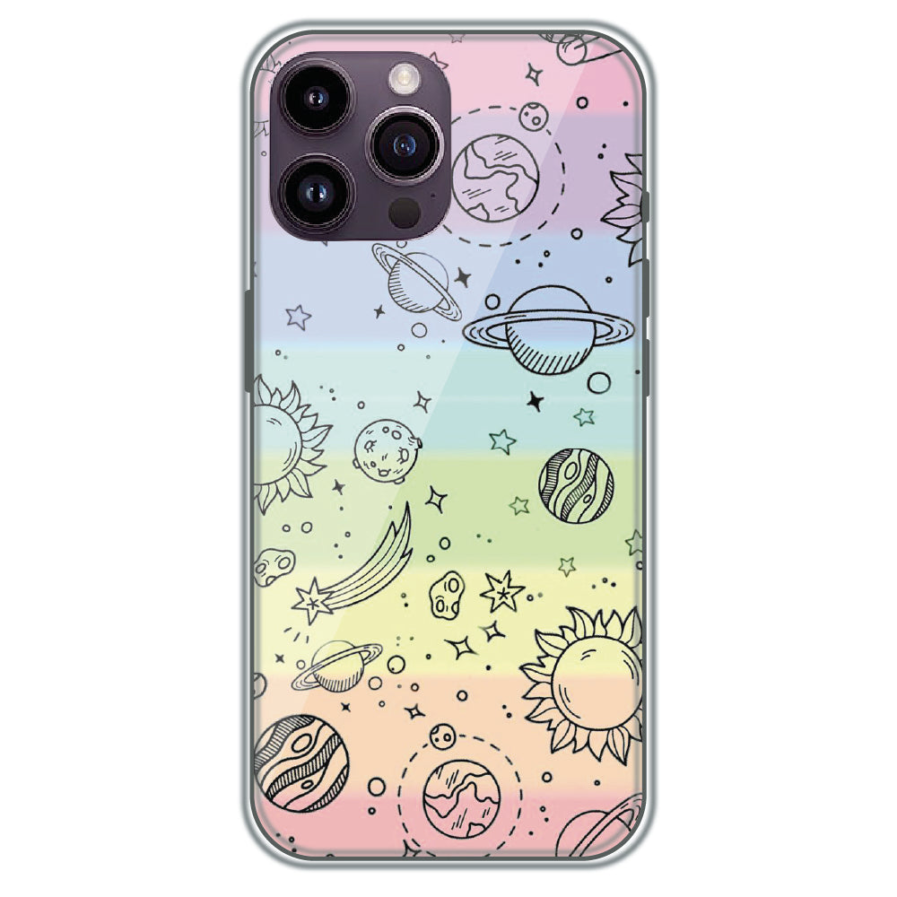 Pastel Galaxy Doodle - Printed Silicone Case for Apple iPhone 13 Pro